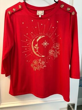 Red Moon & Roses Tunic Top